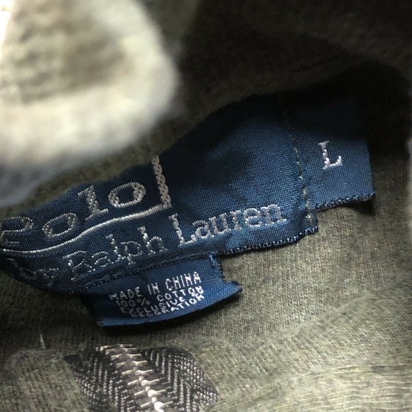 Polo Ralph Lauren Pullover Sweater Long Sleeve 1/4 Zip Size L Green 100% Cotton - Picture 3 of 7